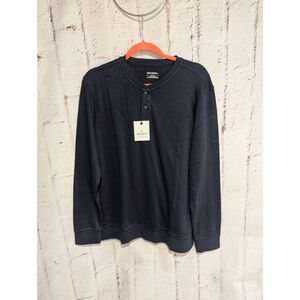 UNTUCKit Men's Navy Long Sleeve‎ Ribbed Veneroso Henley Shirt sz M Medium NWT
